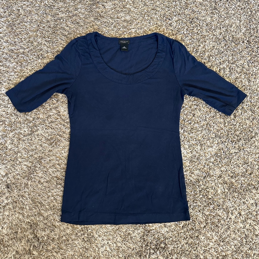 Navy scoop neck top